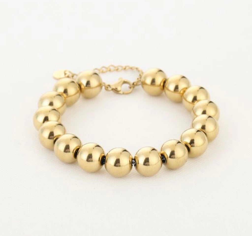 Kralen armband 10mm goud