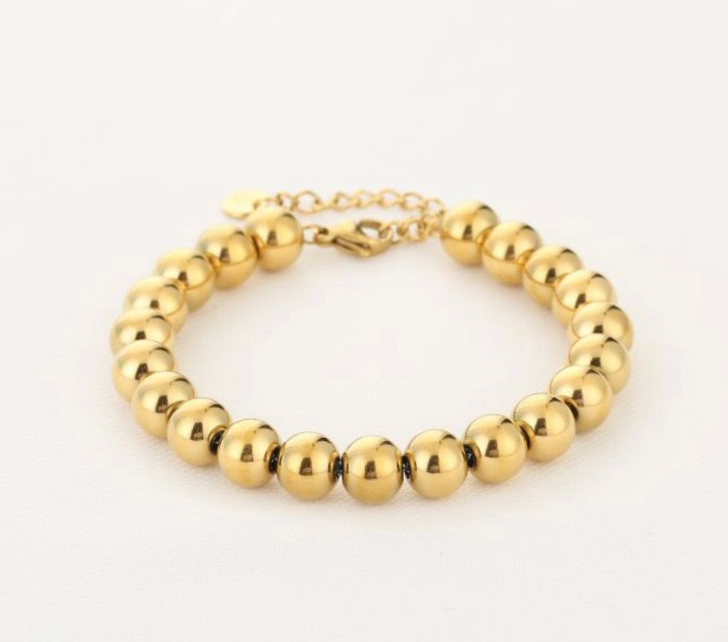 Kralen armband 8mm goud